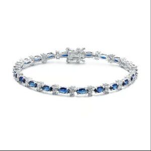 White Gold Plated Sterling Silver CZ Bracelet 7.25” 4.5mm NWT - A115